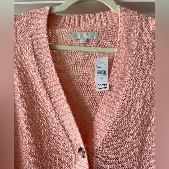 NWT Loft Chunky Knit Button Up Boyfriend Cardigan Sweater | Size XL - Picture 2 of 4